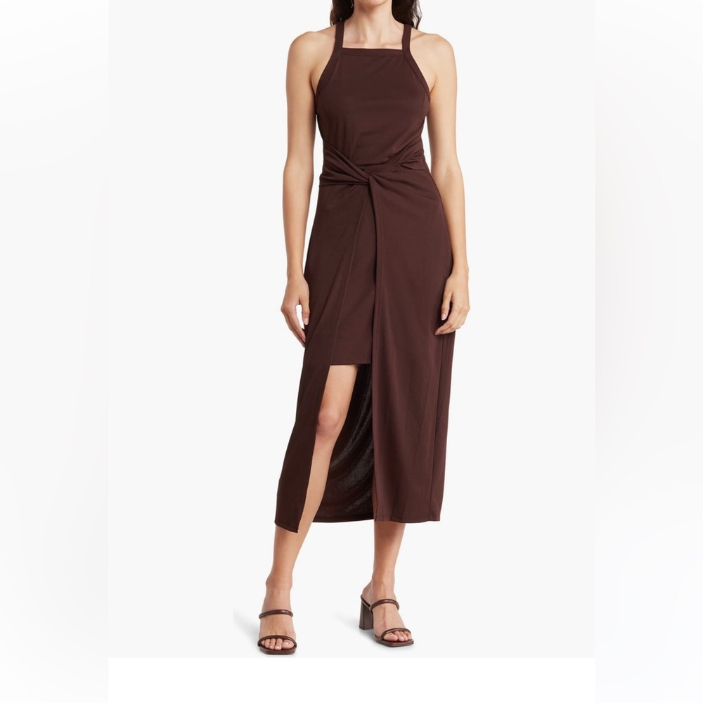 BCBGeneration twist front midi dress, Chocolate, Sz 10 NWT